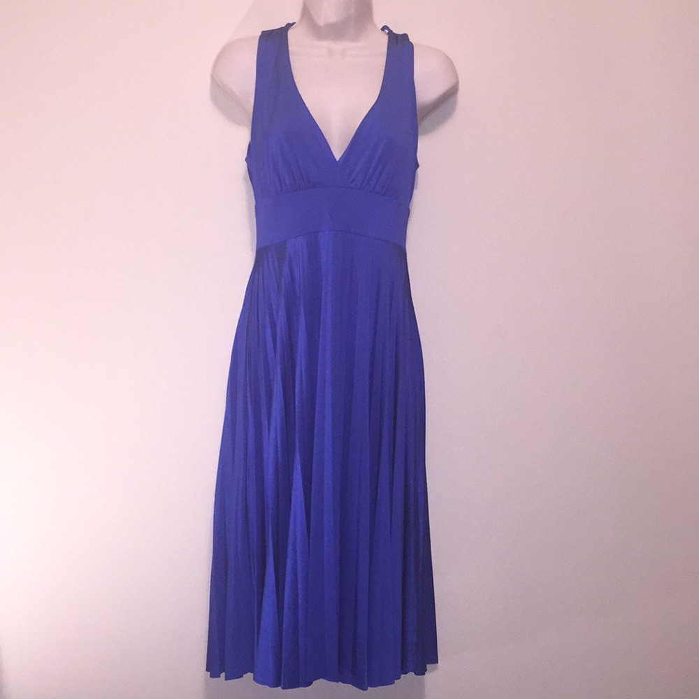 Glow up blue Pleated A Line Flow Dress Medium